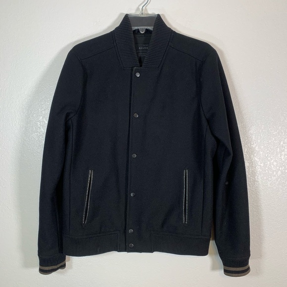 All Saints Black Varsity Jacket Size 